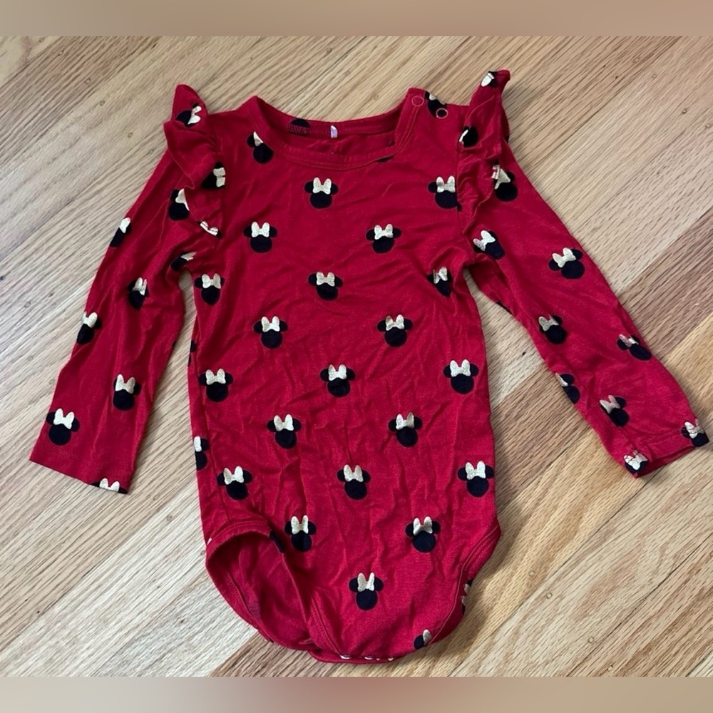 12-18 GUC Posh Peanut Minnie Mouse Holiday Gold Foil bodysuit onesie